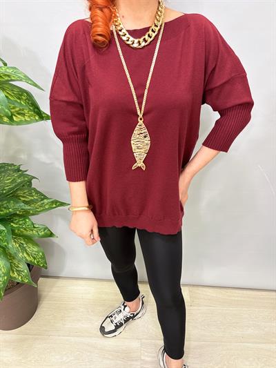 8865 Angora Triko Bluz Bordo