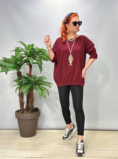 8865 Angora Triko Bluz Bordo