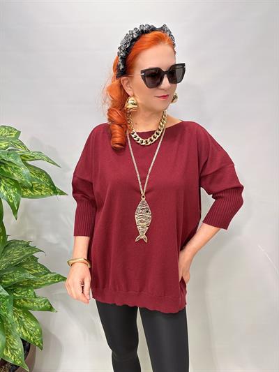 8865 Angora Triko Bluz Bordo