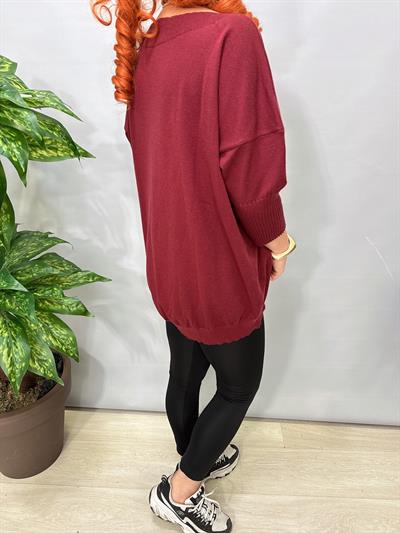 8865 Angora Triko Bluz Bordo