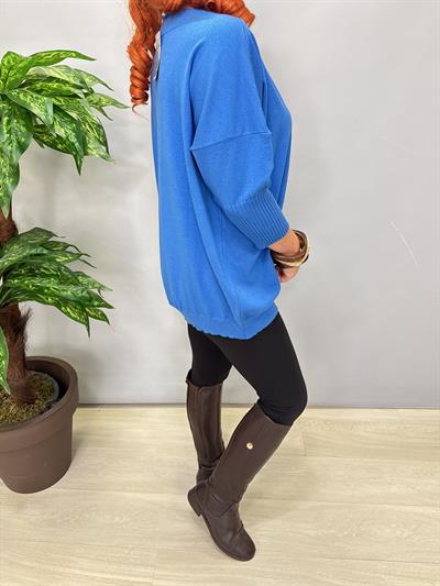 8865 Angora Triko Bluz Mavi