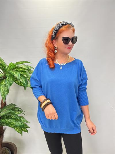 8865 Angora Triko Bluz Mavi