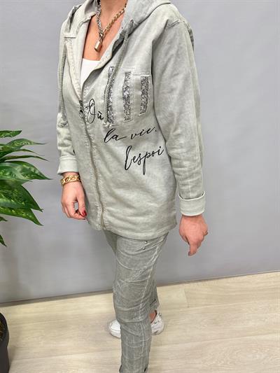 8877 İTALYAN PAYET DETAY LİKRALI CEKET YEŞİL (TAKIM DEĞİLİDİR)