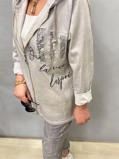 8877 İTALYAN PAYET DETAY LİKRALI CEKET GRİ (TAKIM DEĞİLİDİR)