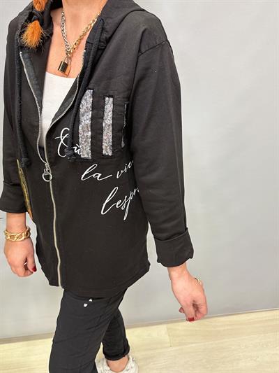 8877 İTALYAN PAYET DETAY LİKRALI CEKET SİYAH (TAKIM DEĞİLİDİR)