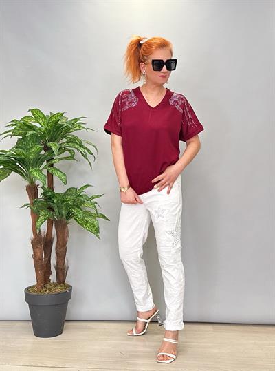 MNS 8877 İTALYAN YILDIZ DETAY PANTOLON BEYAZ