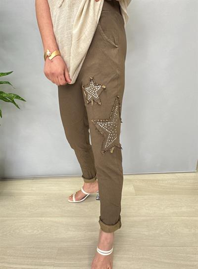 MNS 8877 İTALYAN YILDIZ DETAY PANTOLON KAHVE TONU