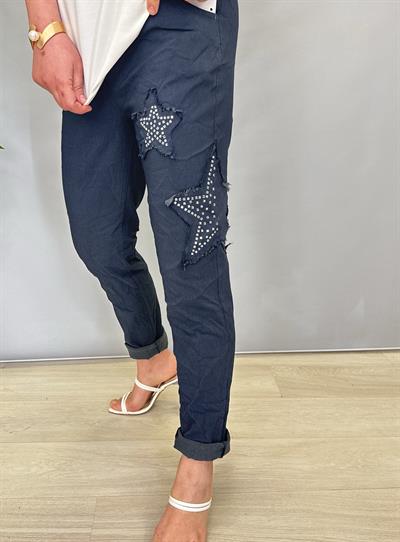 MNS 8877 İTALYAN YILDIZ DETAY PANTOLON LACİVERT