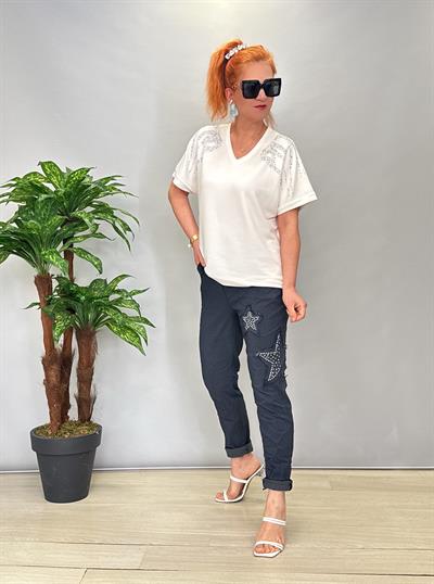 MNS 8877 İTALYAN YILDIZ DETAY PANTOLON LACİVERT