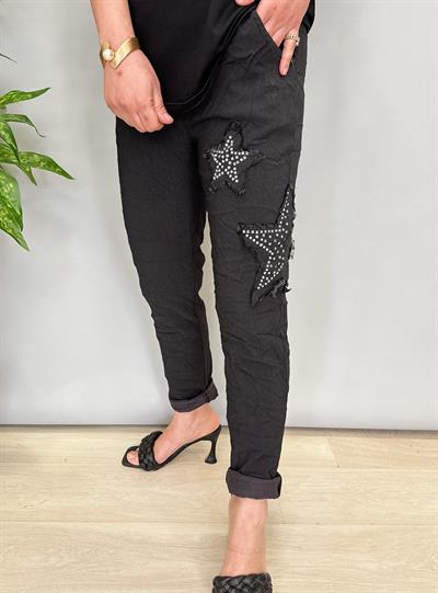 MNS 8877 İTALYAN YILDIZ DETAY PANTOLON SİYAH
