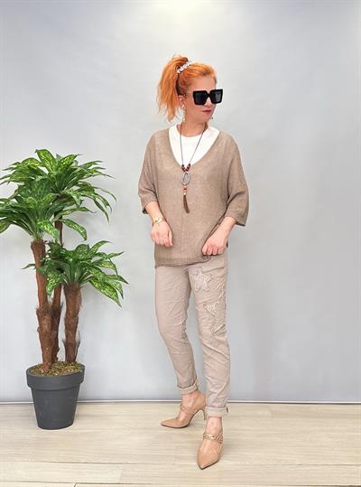 MNS 8877 İTALYAN YILDIZ DETAY PANTOLON VİZON