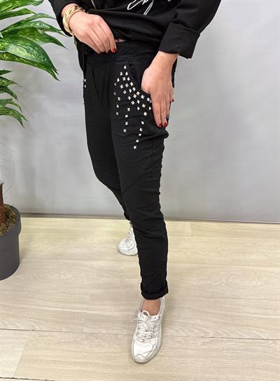 8878 İTALYAN ZIMBA DETAY LİKRALI PANTOLON SİYAH (TAKIM DEĞİLDİR)