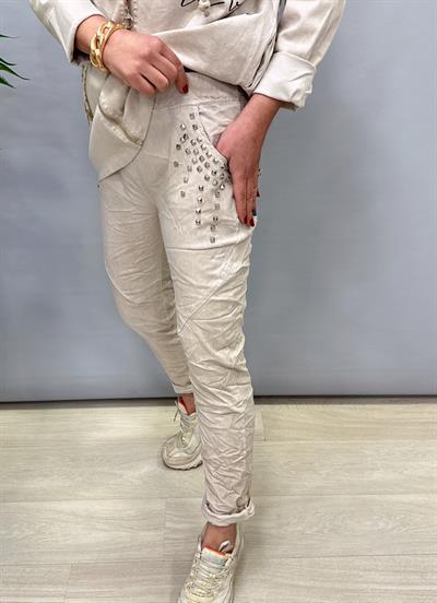 8878 İTALYAN ZIMBA DETAY LİKRALI PANTOLON TAŞ (TAKIM DEĞİLDİR)