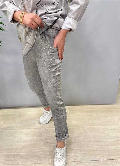 8878 İTALYAN ZIMBA DETAY LİKRALI PANTOLON GRİ (TAKIM DEĞİLDİR)