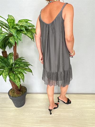 8888 Italyan İpek Elbise Gri