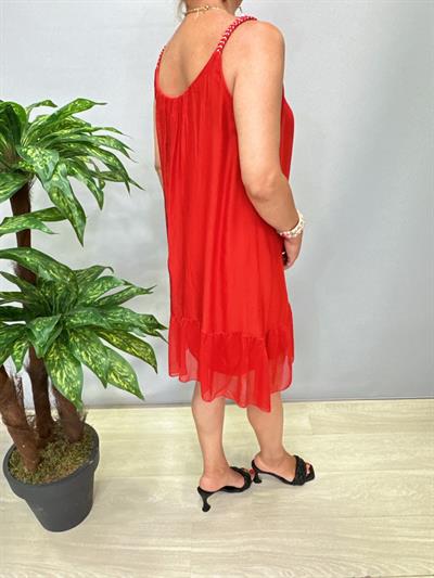 8888 Italyan İpek Elbise Kırmızı