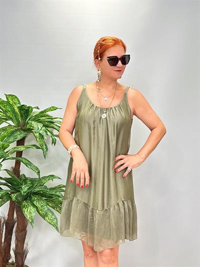 8888 Italyan İpek Elbise Yeşil