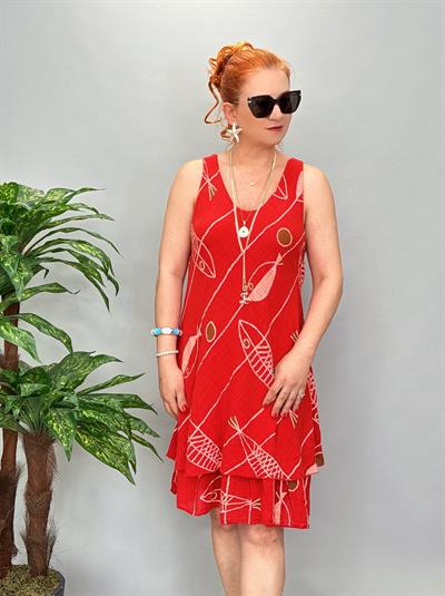 9213 Italyan Elbise Kırmızı