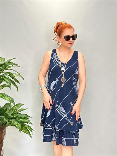 9213 Italyan Elbise Lacivert