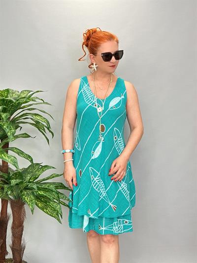 9213 Italyan Elbise Yeşilin Tonu