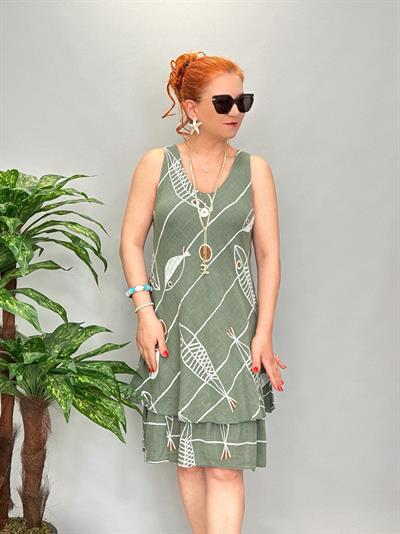 9213 Italyan Elbise Yeşil