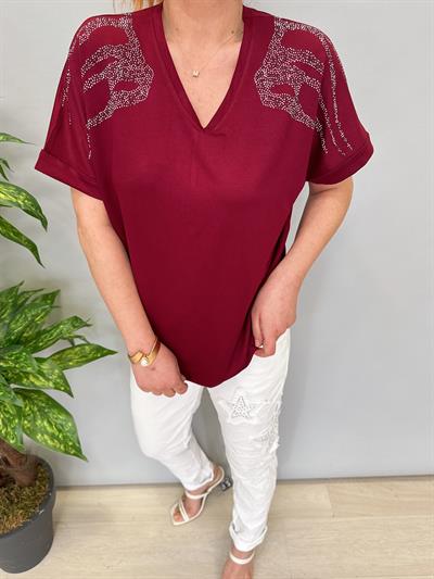 8890 MODAL LİKRALI BLUZ BORDO 