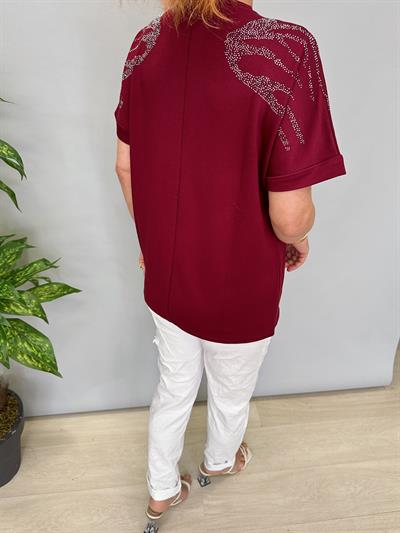 8890 MODAL LİKRALI BLUZ BORDO 