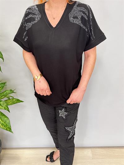 8890 MODAL LİKRALI BLUZ SİYAH