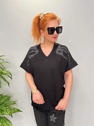 8890 MODAL LİKRALI BLUZ SİYAH