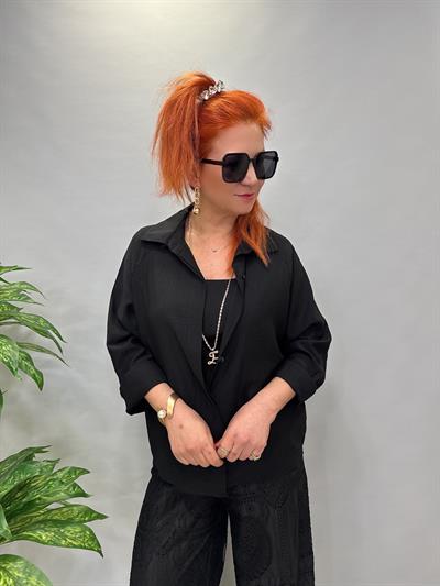 8890 SIRT FİLE DEYAY GÖMLEK SİYAH