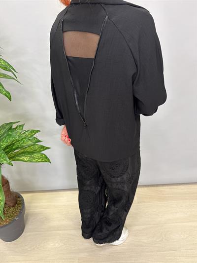 8890 SIRT FİLE DEYAY GÖMLEK SİYAH