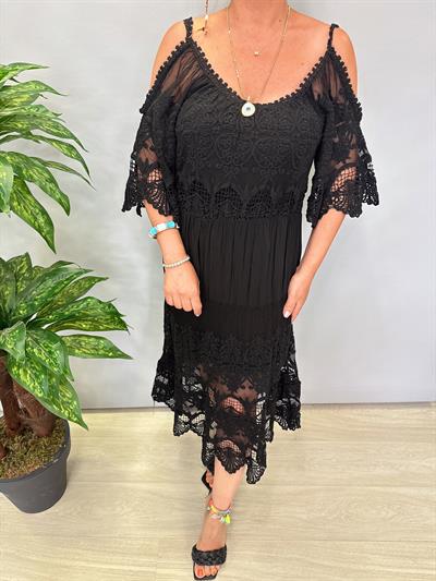 8891 Italyan Fisto Elbise Siyah