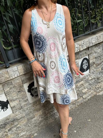 8903 PREMIUM İTALYAN PAMUK DESENLİ ELBİSE 38/42 BEDENE UYUMLUDUR TAŞ boyum 1.64