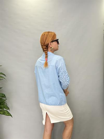 9010 İTALYAN TASARIM PAMUKLU   FİSTO  BLUZ 42 BEDENE KADAR UYUMLUDUR  MAVİ 