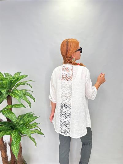9020 İTALYAN TASARIM PAMUKLU SIRT DETAY GÖMLEK CEKET BEYAZ 44 BEDENE KADAR UYUMLUDUR  