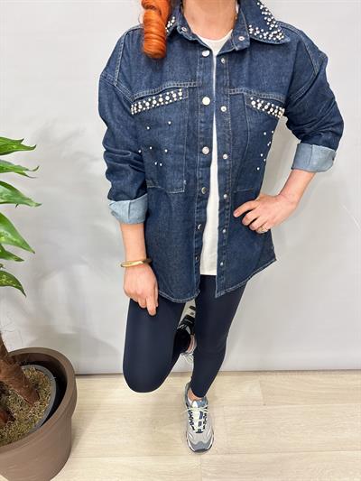 9041 1 Beden Küçük Almanızı Öneriyoruz  Taşlı Jean Ceket Lacivert