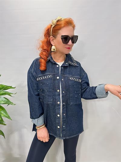 9041 1 Beden Küçük Almanızı Öneriyoruz  Taşlı Jean Ceket Lacivert