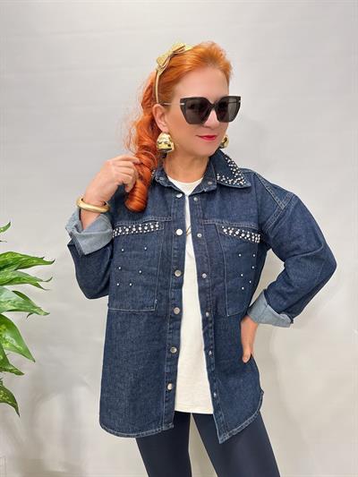 9041 1 Beden Küçük Almanızı Öneriyoruz  Taşlı Jean Ceket Lacivert