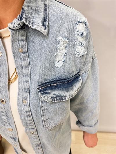 9041 Jean Gömlek Ceket Buz Mavi