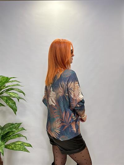 9060 İTALYAN YAPRAK DETAY MERSERİZE MAVİ