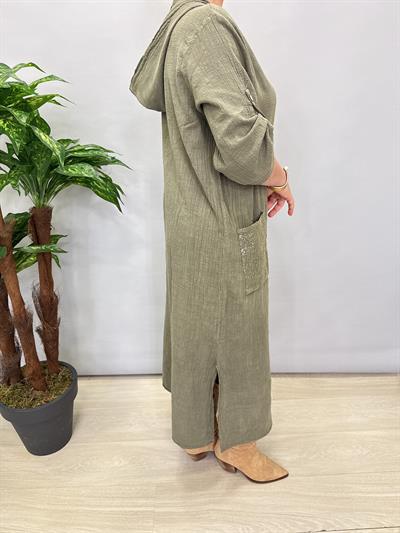 9070 PAMUKLU ELBİSE HAKİ YEŞİL