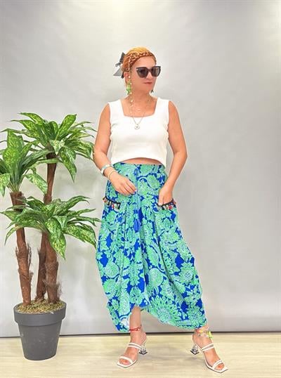 9090 Şalvar Etek Yeşil