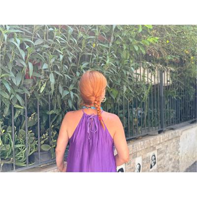 90939 PREMIUM İTALYAN İPEK TASARIM ELBİSE MOR  36/44 BEDEN UYUMLUDUR boyum 1.64