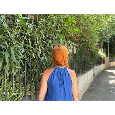 90939 PREMIUM İTALYAN İPEK TASARIM ELBİSE SAKS MAVİ 36/44 BEDEN UYUMLUDUR boyum 1.64