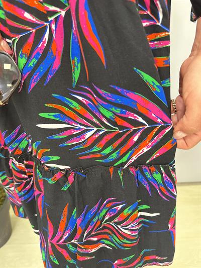 9120 Pamuklu Viskon Elbise Desenli