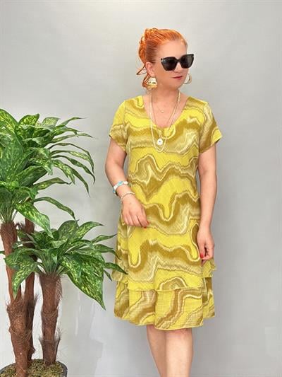 9213 Italyan Elbise Sarı