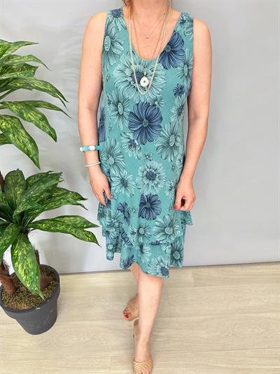 9213 Italyan Elbise Yeşil Tonu