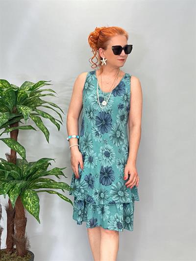 9213 Italyan Elbise Yeşil Tonu