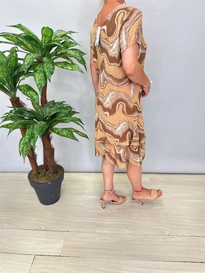 9214 Italyan Pamuklu Elbise Camel