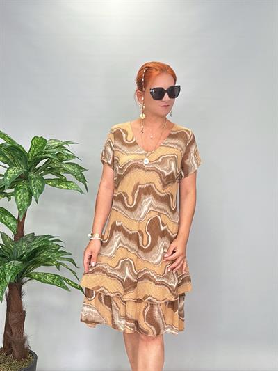 9214 Italyan Pamuklu Elbise Camel